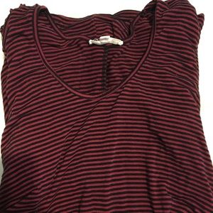 Red and black striped jersey knit dress